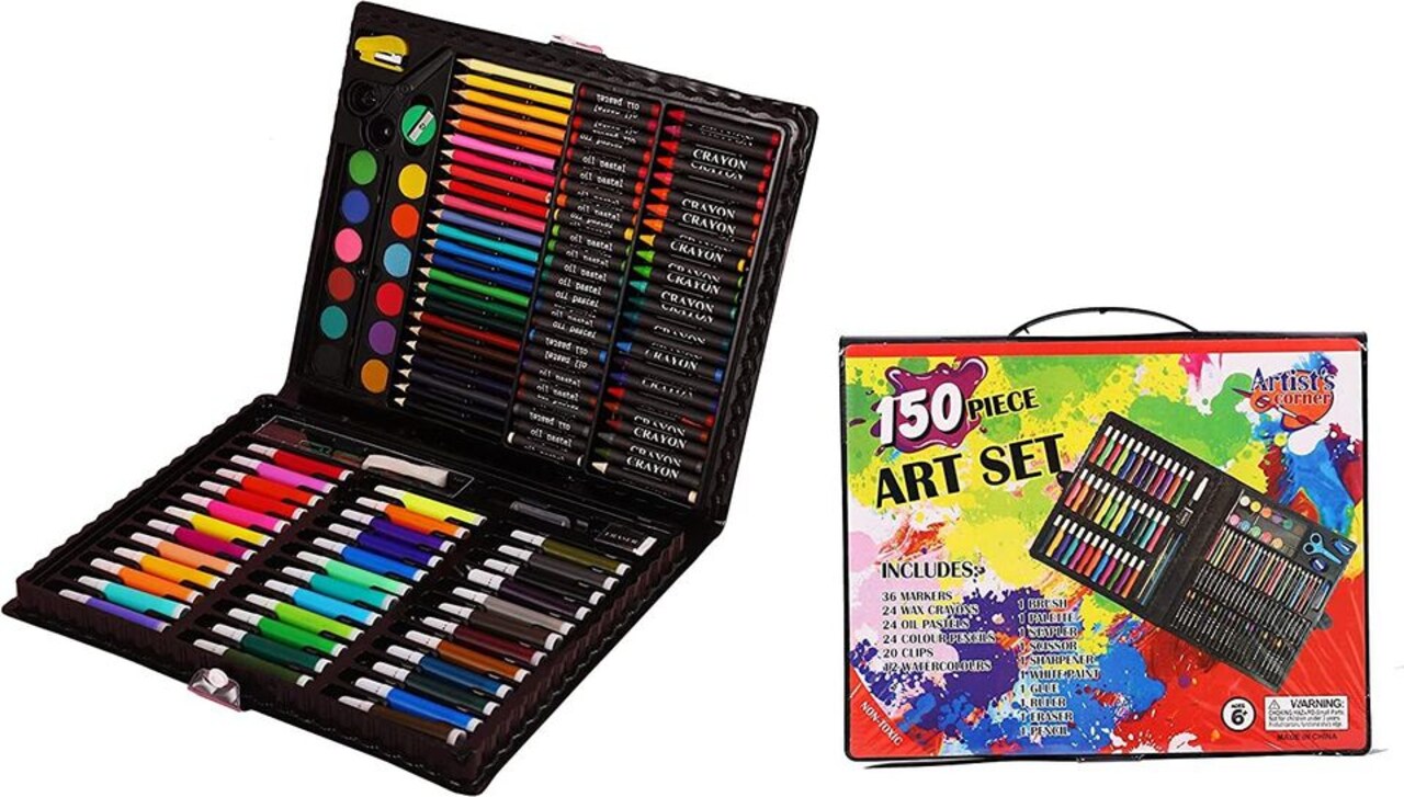 Art Set Drawing Colored Pencils Paint Brush Oil Pastels Art